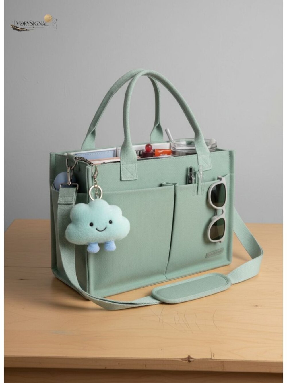 Canvas Tote Bag Zipper Laptop Work Purse Compartments Luggage Sleeve